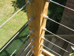 You must terminate the wire rope balustrade at each side of a corner post